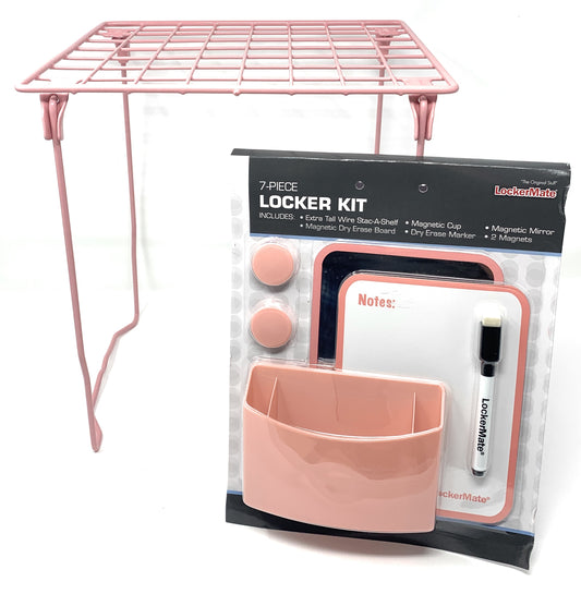 LockerMate 7-Pice Locker Kit with Extra Tall 12" Locker Shelf, Peach